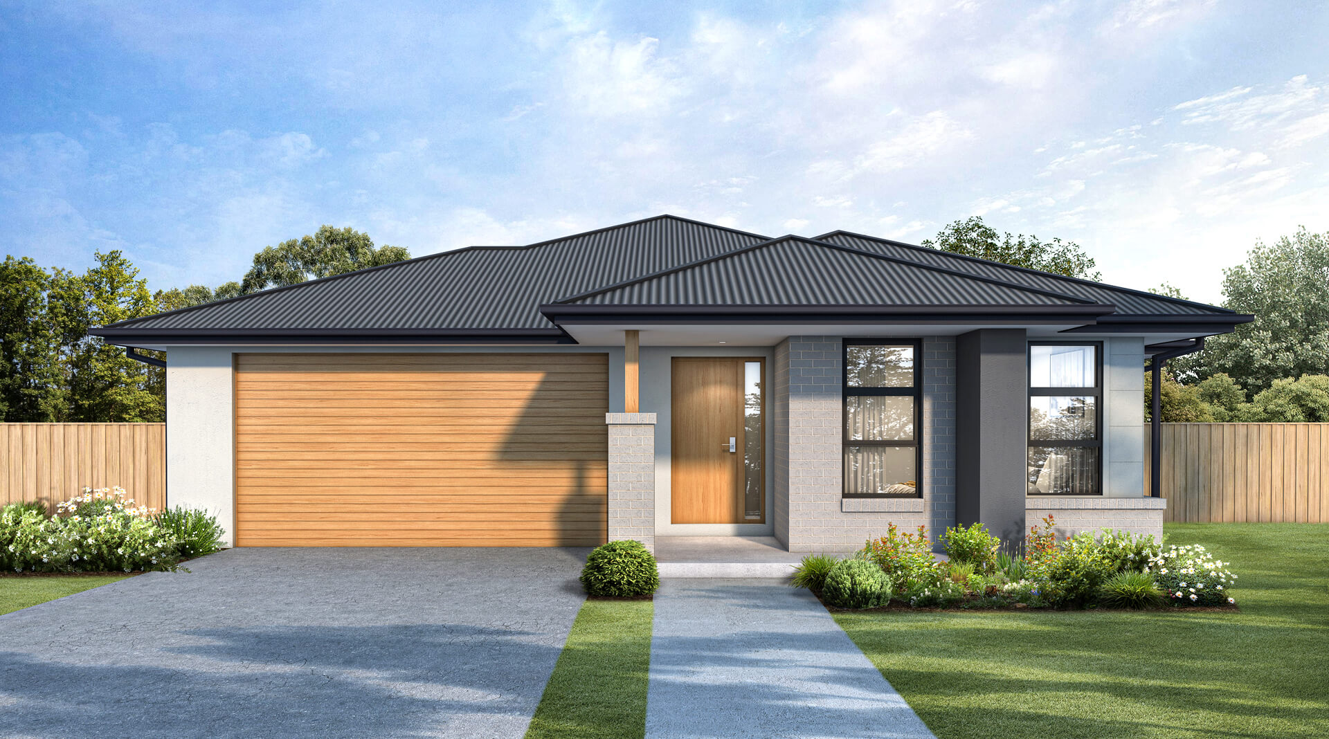 The Cassinia Resort - Wattle Court Single Storey Home Facade in Resort Style