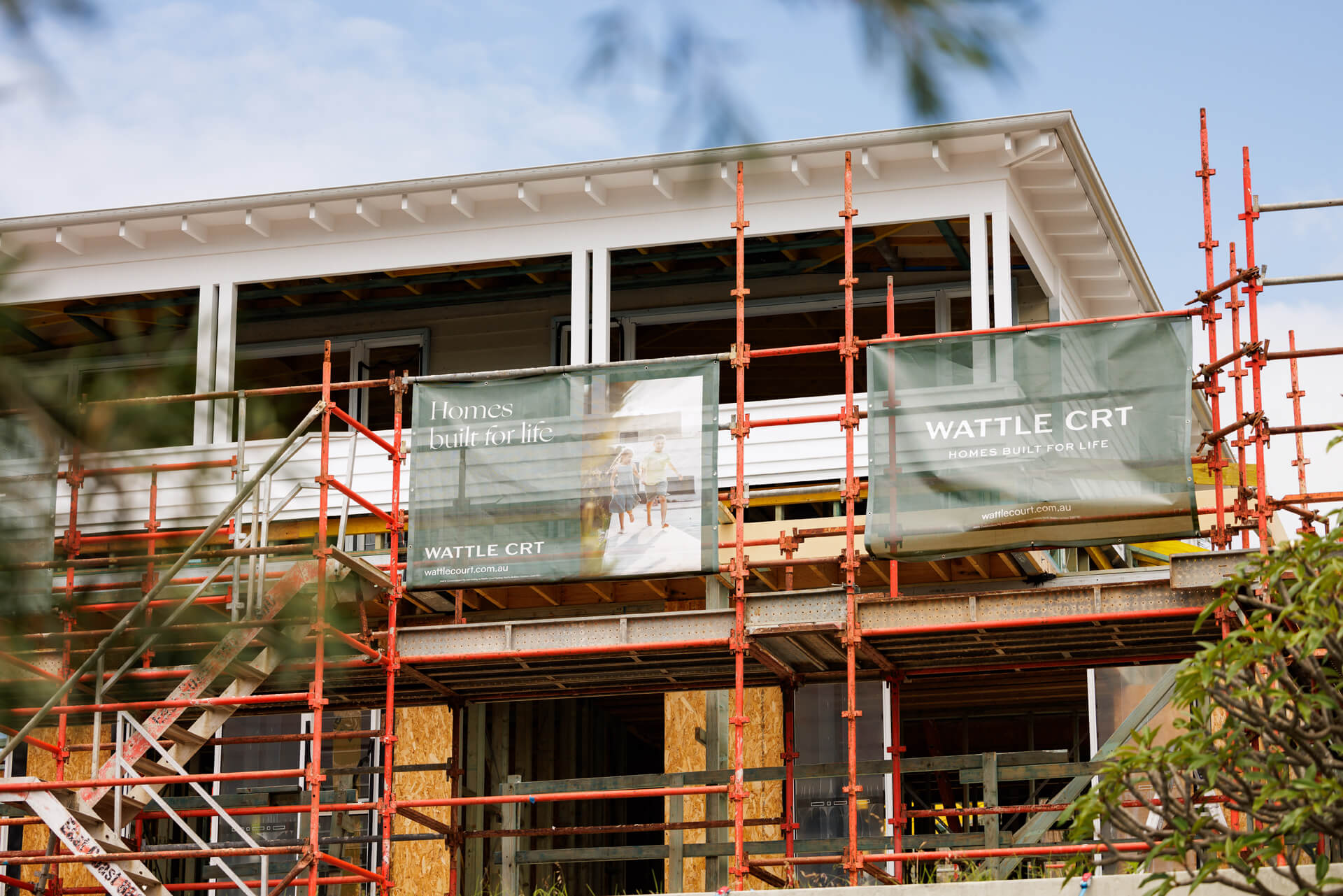 New home rebuild under construction after a knockdown