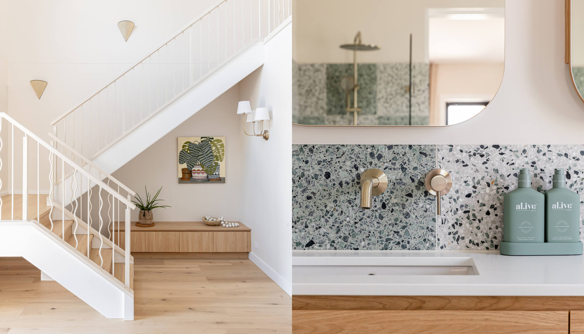 Palm Springs Home Design Staircase with wavy balusters