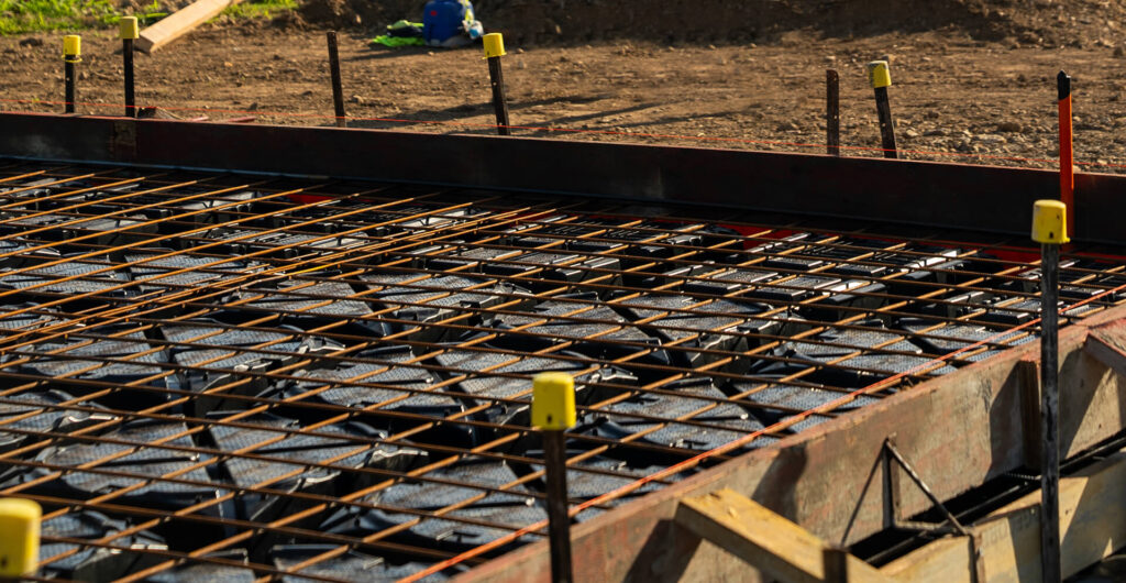 Biax pod system ready for concrete slab