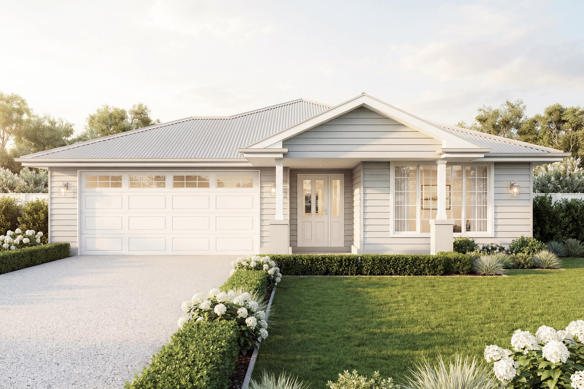 Hamptons Facade | The Banksia Single Storey Hamptons Facade