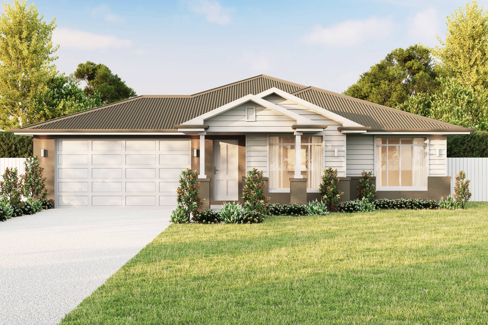 Hamptons Facade | The Flaxton Single Storey Hamptons Facade