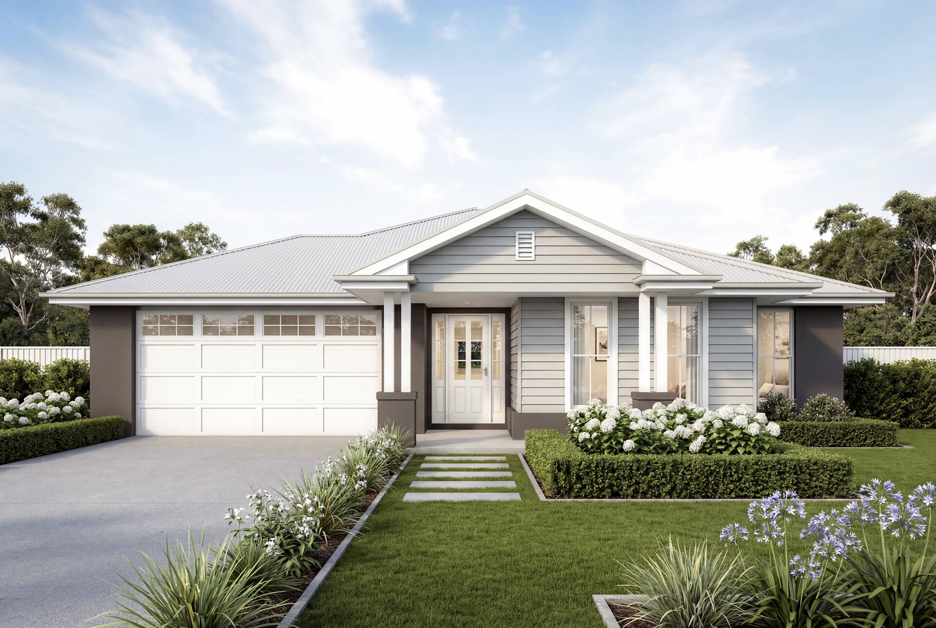 Hamptons Facade | The Jarrah Single Storey Hamptons Facade