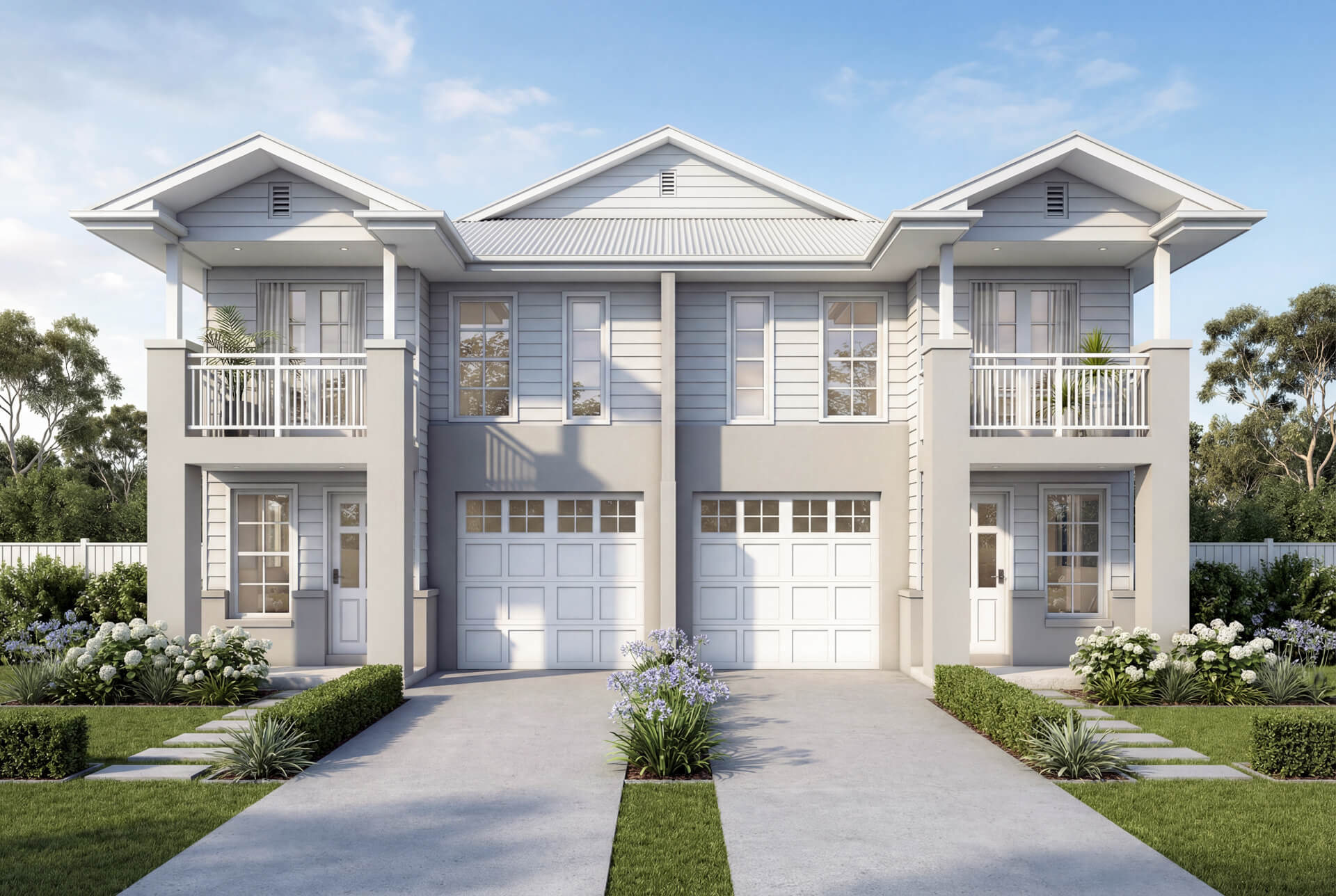 The Jindivick - Duplex Home Design with Hamptons Facade