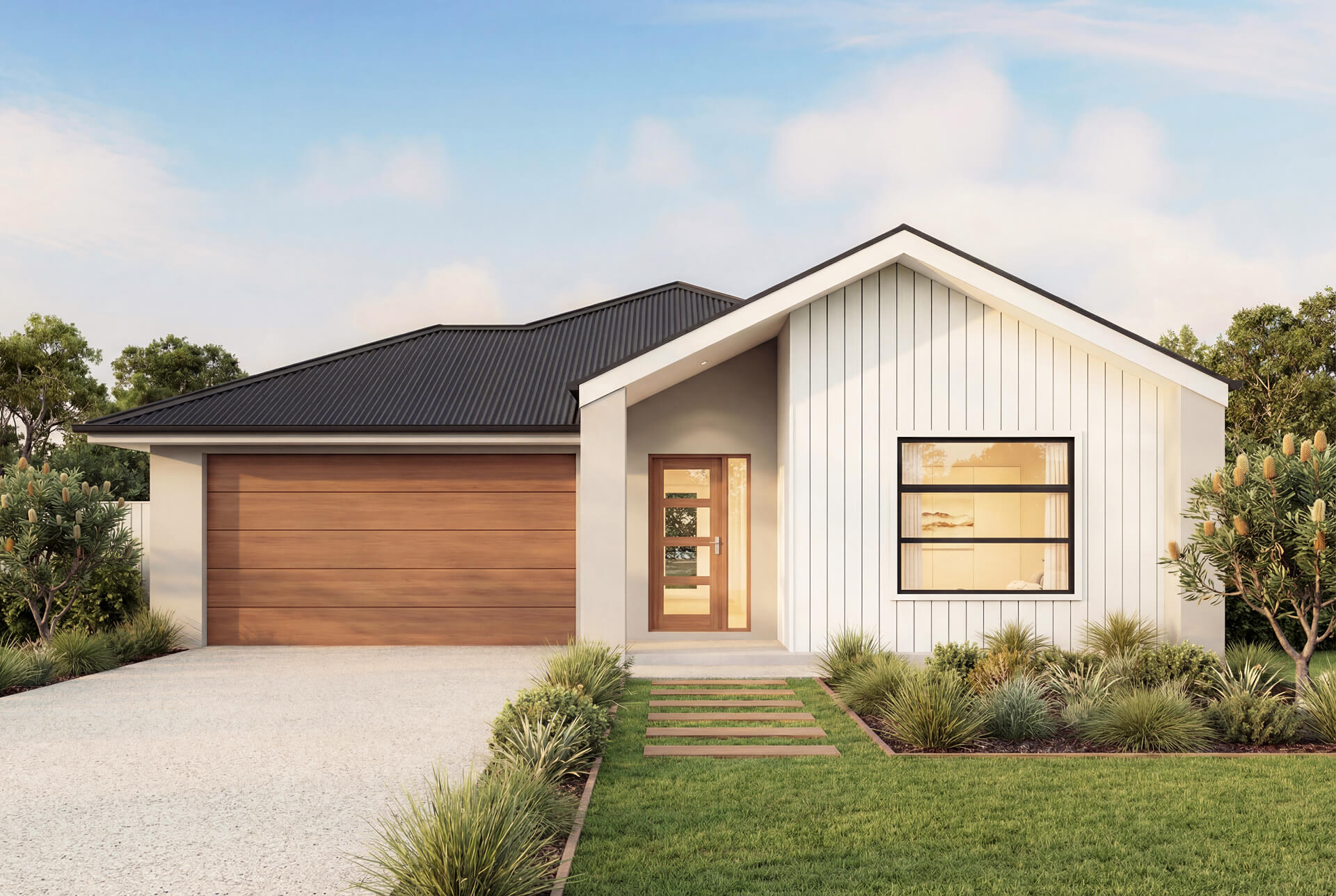 Scandi Facade | The Kakadu Single Storey Scandi Facade