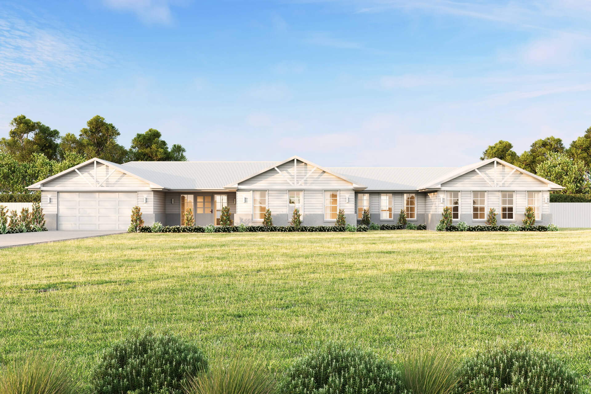 The Kimberley - luxury acreage home design with Hamptons facade