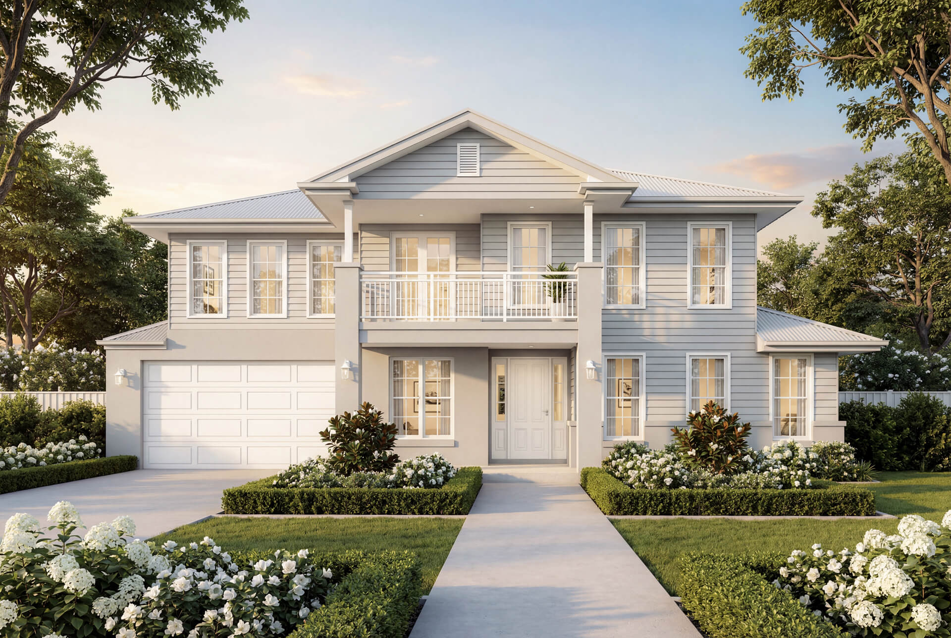 Hamptons Facade | The Trephina Double Storey Hamptons Facade