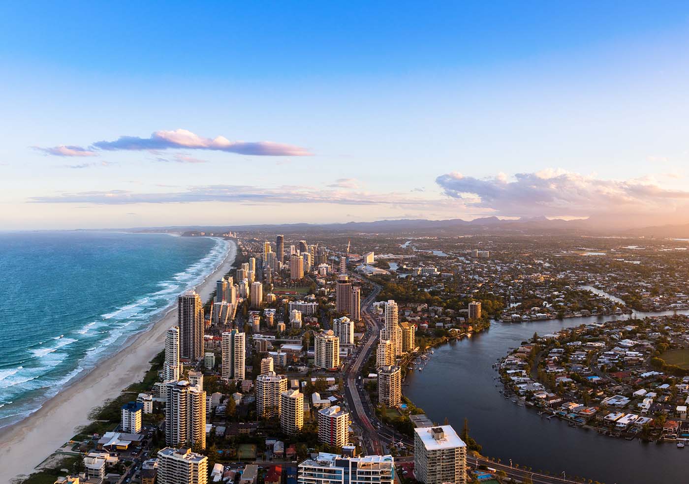 Panorama of Southern Gold Coast looking towards Broadbeach