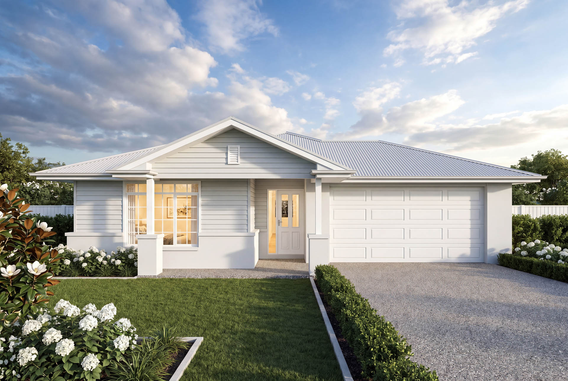 Paluma Single Storey Light Hamptons Facade